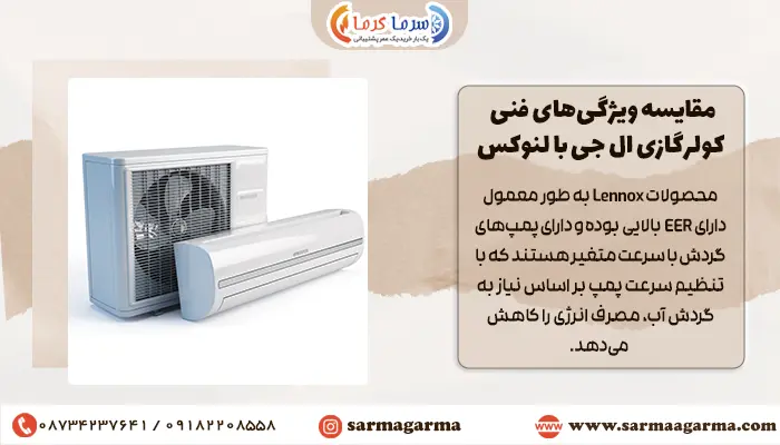 مقایسه ویژگیهای فنی کولرگازی ال جی با لنوکس