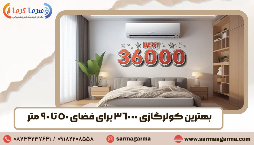بهترین کولر گازی 36000 برای فضای ۵۰ تا ۹۰ متر