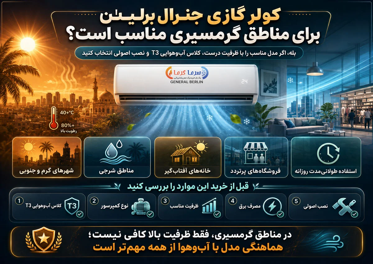 کولر گازی جنرال برلین برای مناطق گرمسیری مناسب است